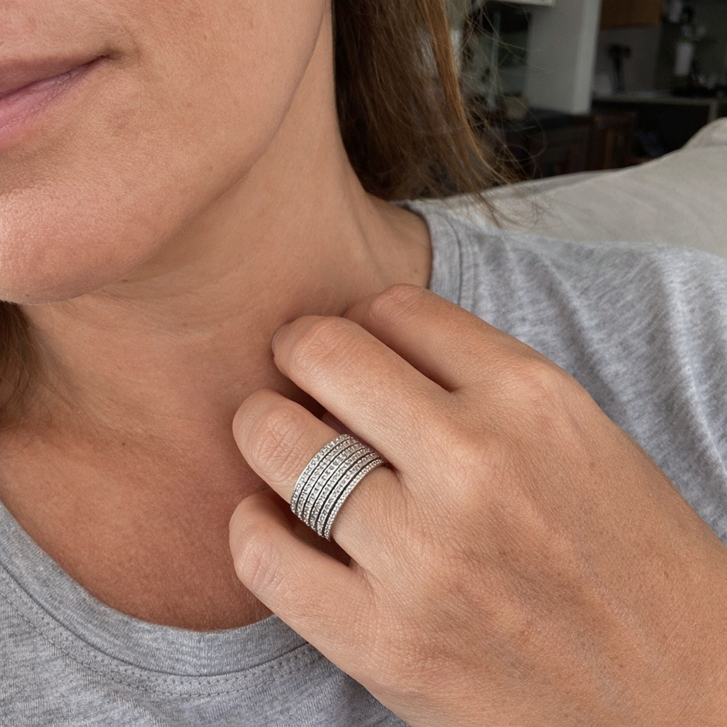 Moonveil Layered White Gold Ring