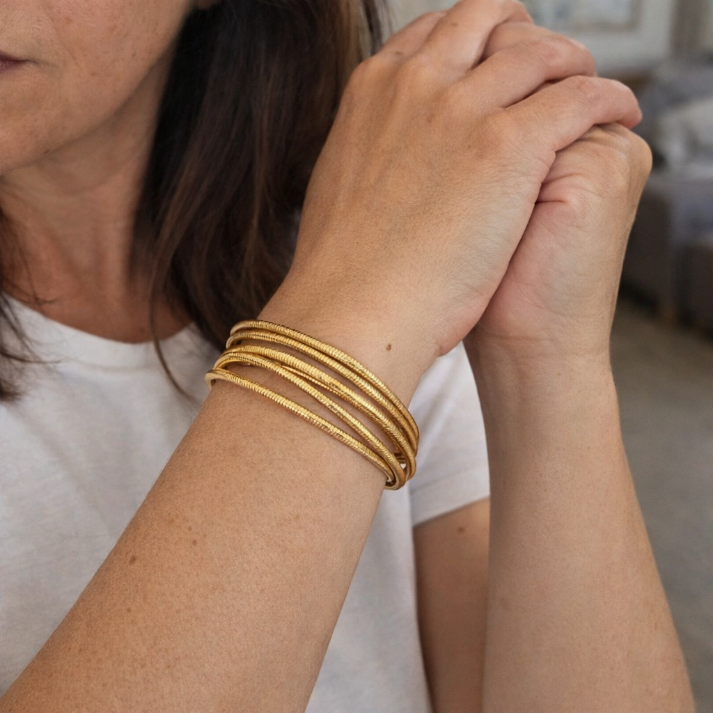Three Layer Yellow Gold Necklace