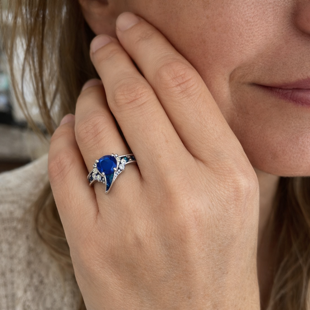 Sapphire Flow White Gold Ring