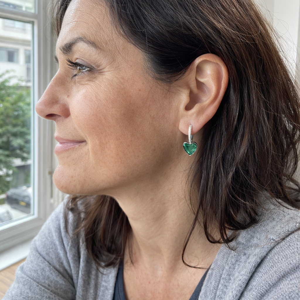 Lunara Greystelle Emerald White Gold Earrings