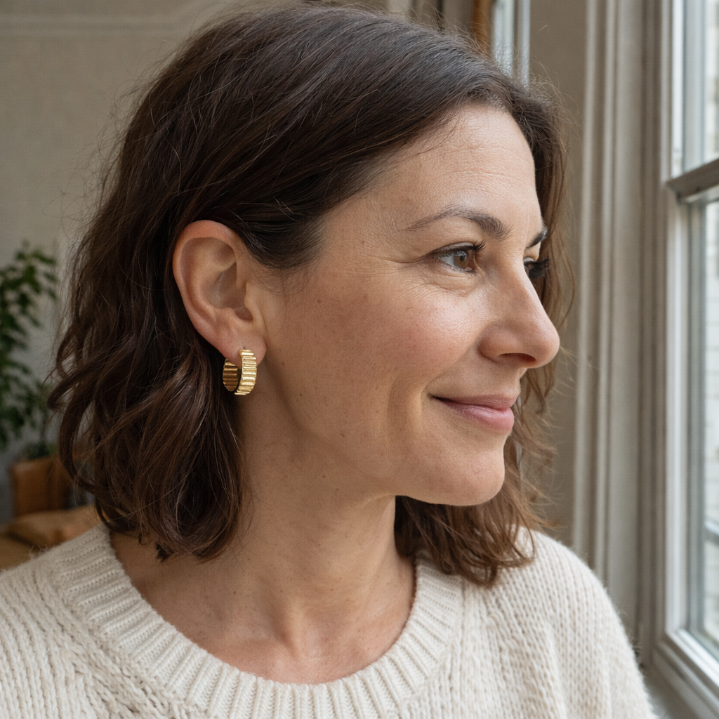 Classic Relief Yellow Gold Earrings
