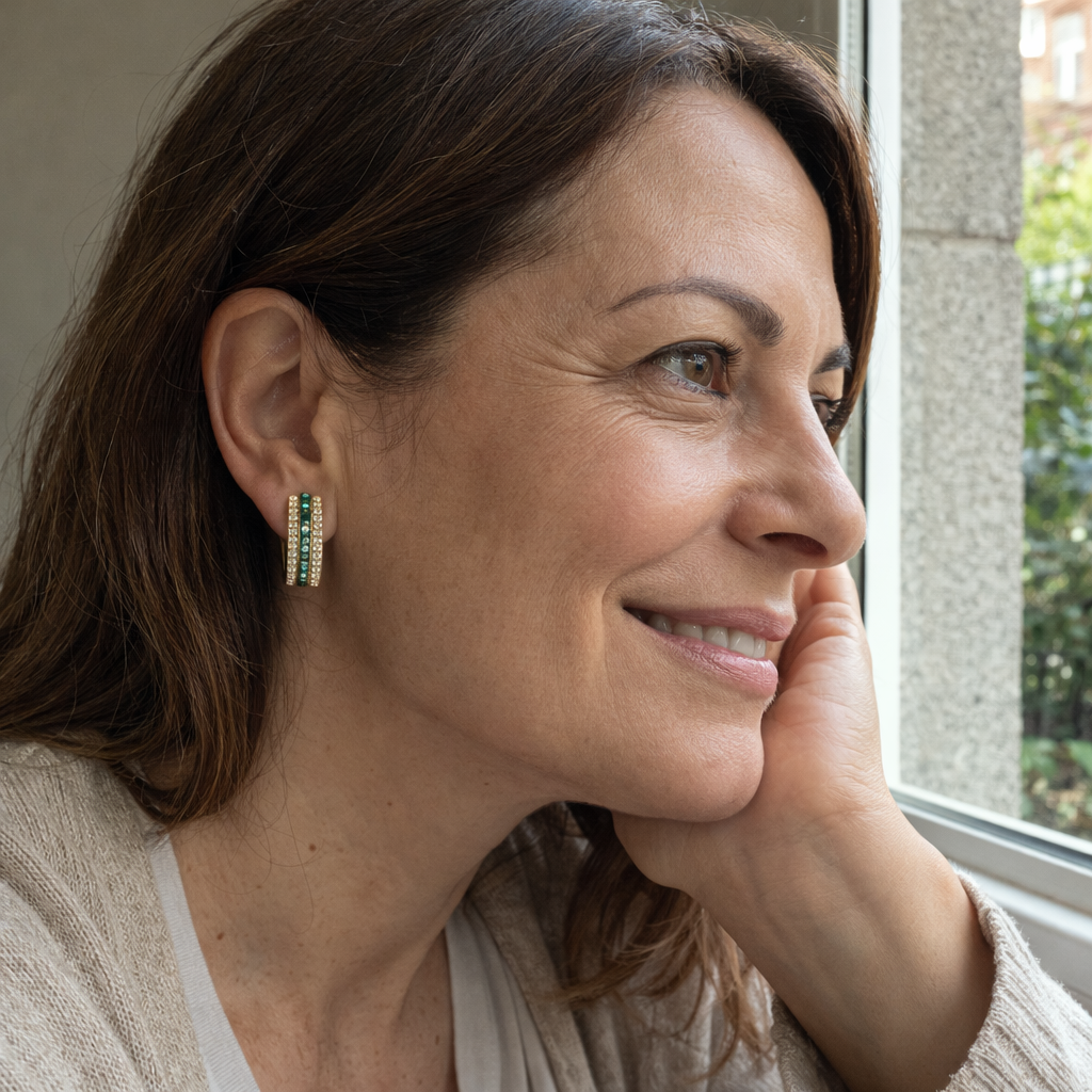 Sienna Emerald Yellow Gold Earrings