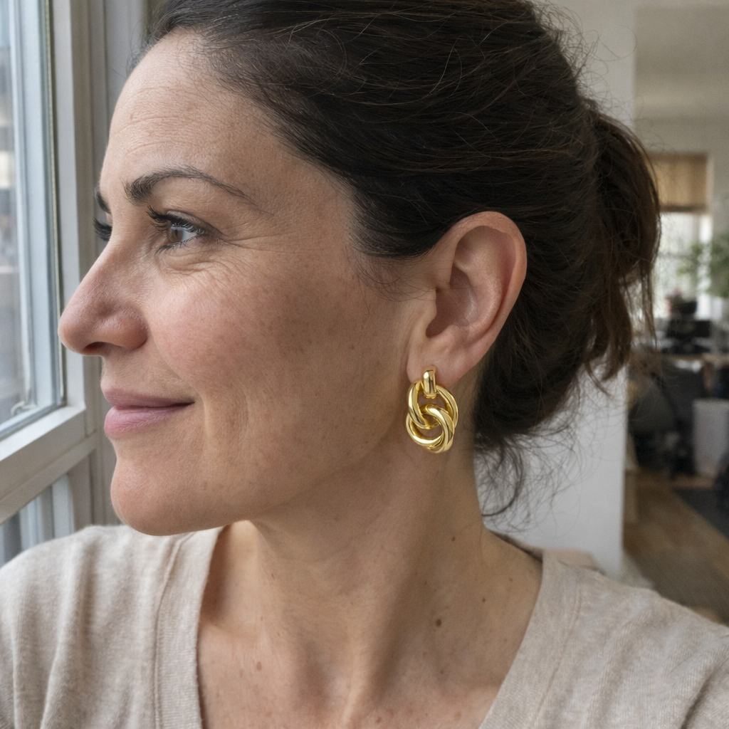 Braided Statement Yellow Gold Earrings