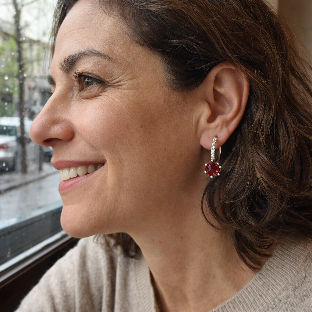 Celira Orvane Ruby White Gold Earrings