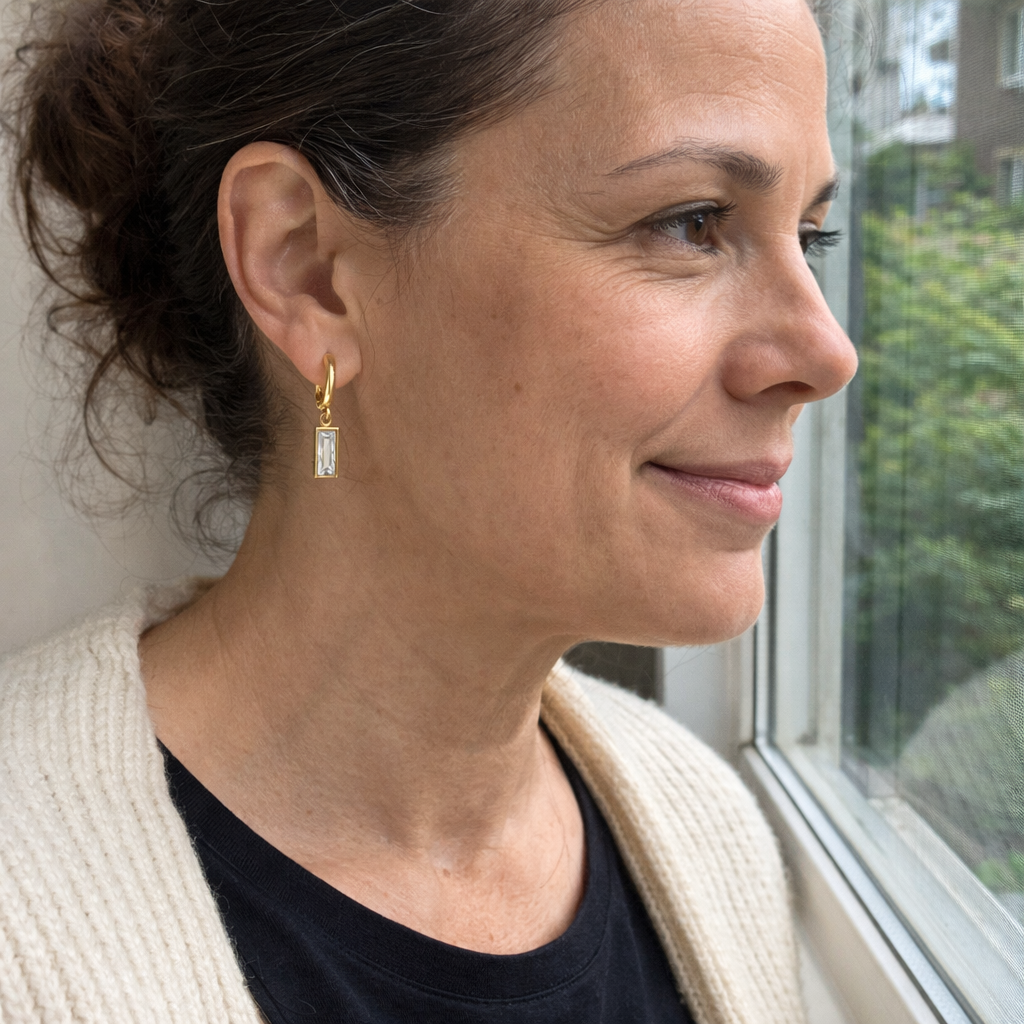 Bar Drop Yellow Gold Earrings