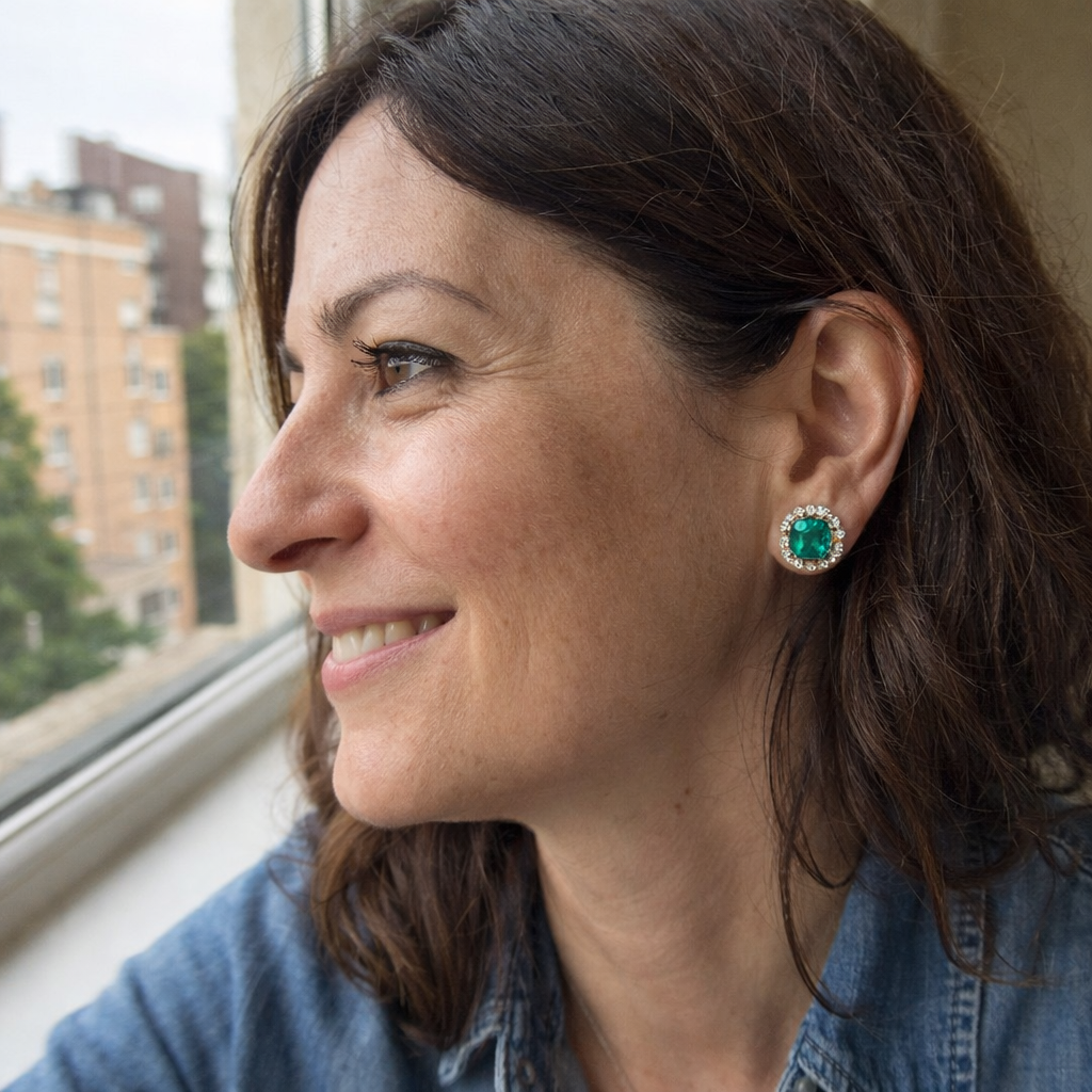 Calista Verdoux Emerald Yellow Gold Earrings