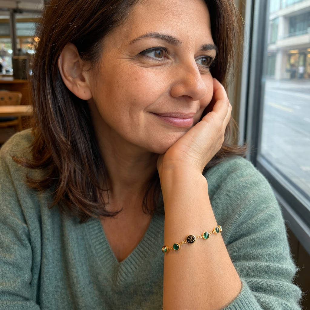 Delicate Emerald Yellow Gold Bracelet