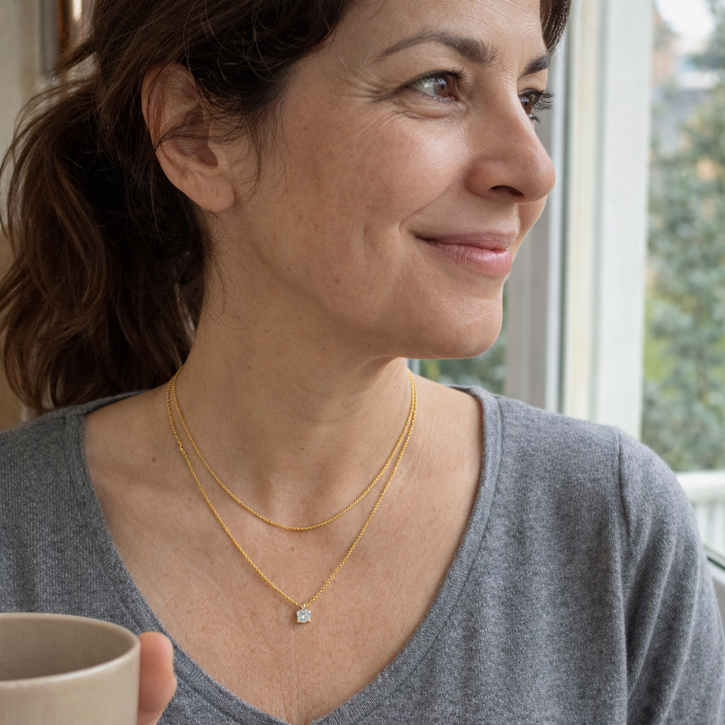 Layered Halo Yellow Gold Necklace