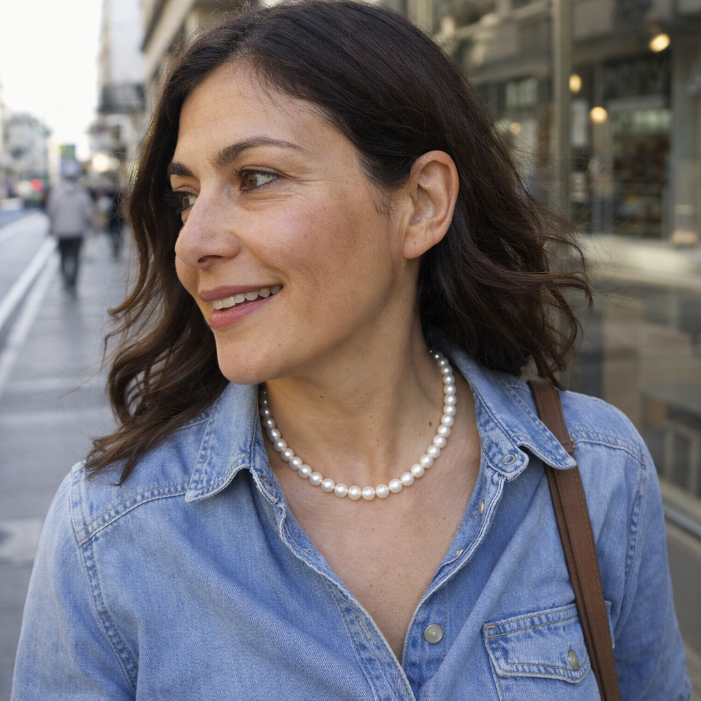 Pearl Halo White Gold Necklace