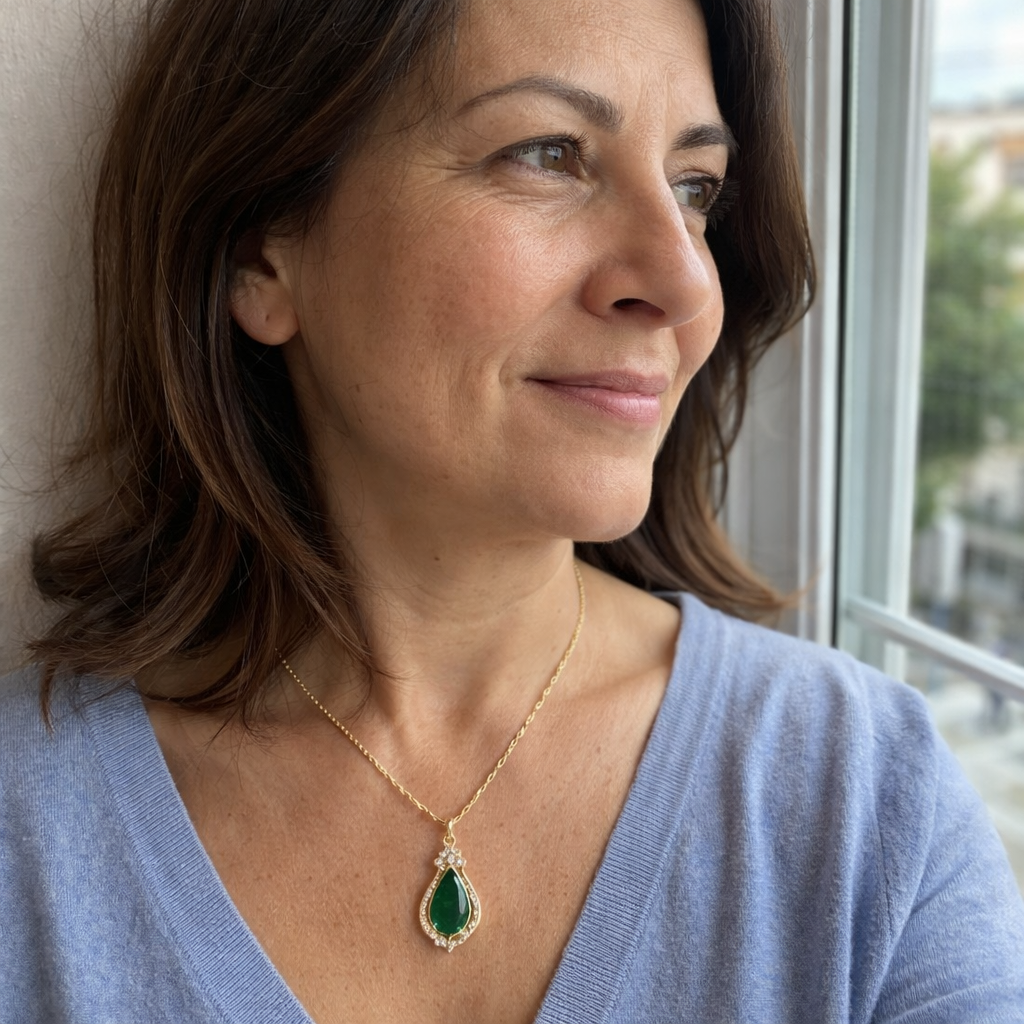 Liana Moretti Emerald Yellow Gold Necklace