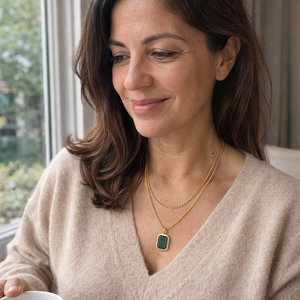 Calynna Marvelle Layered Gemstone Yellow Gold Necklace