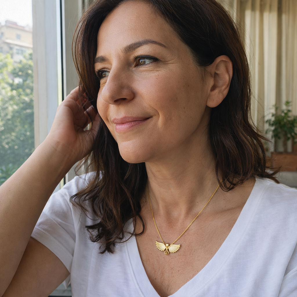 Angel Wings in Flight Yellow Gold Necklace