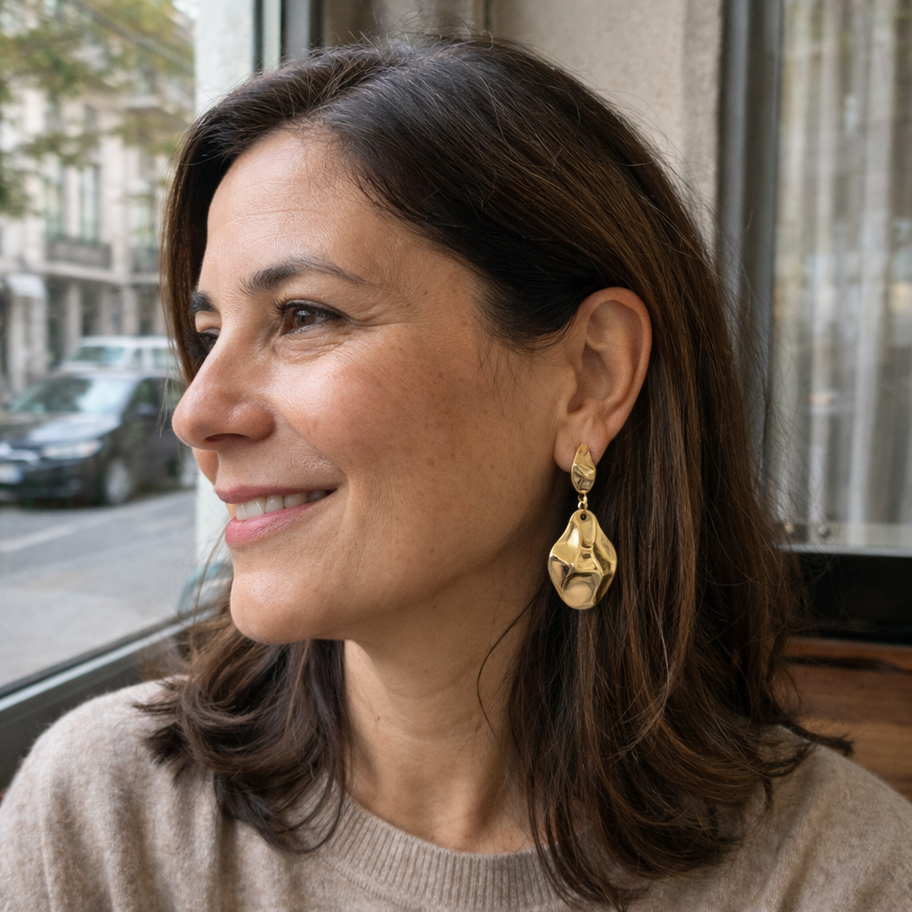 Wave Yellow Gold Earrings