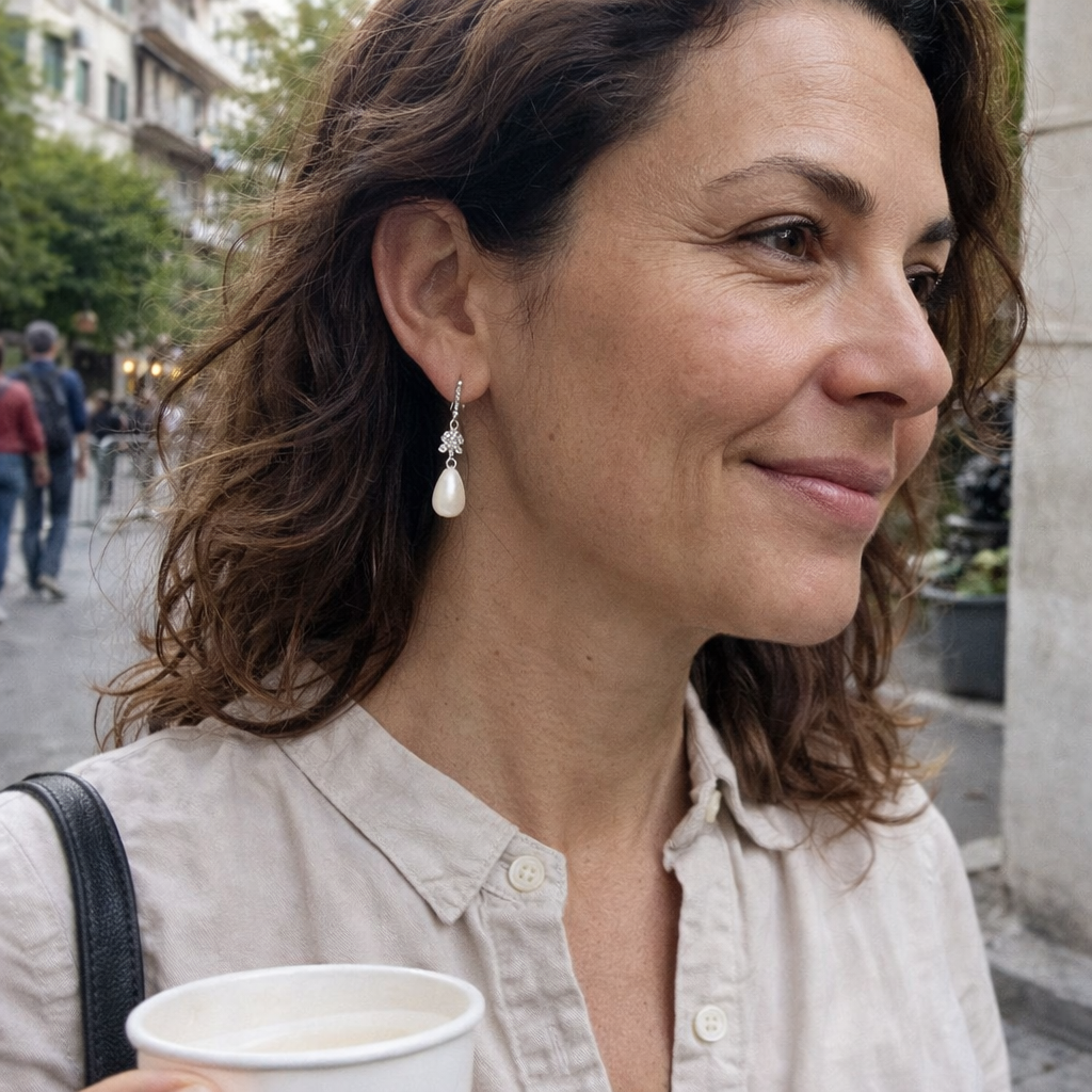 Brilliant Pearl Drop White Gold Earrings