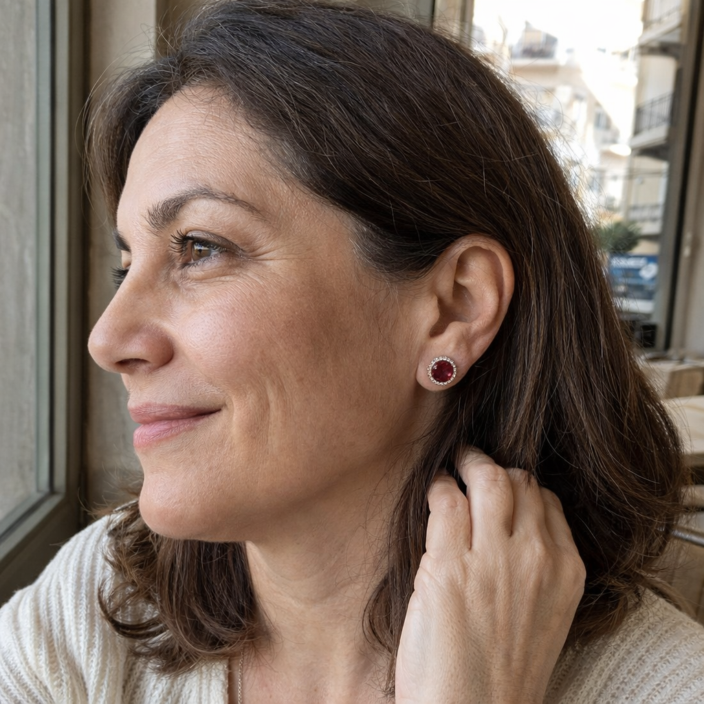 Lucia Rosavelle Ruby White Gold Earrings