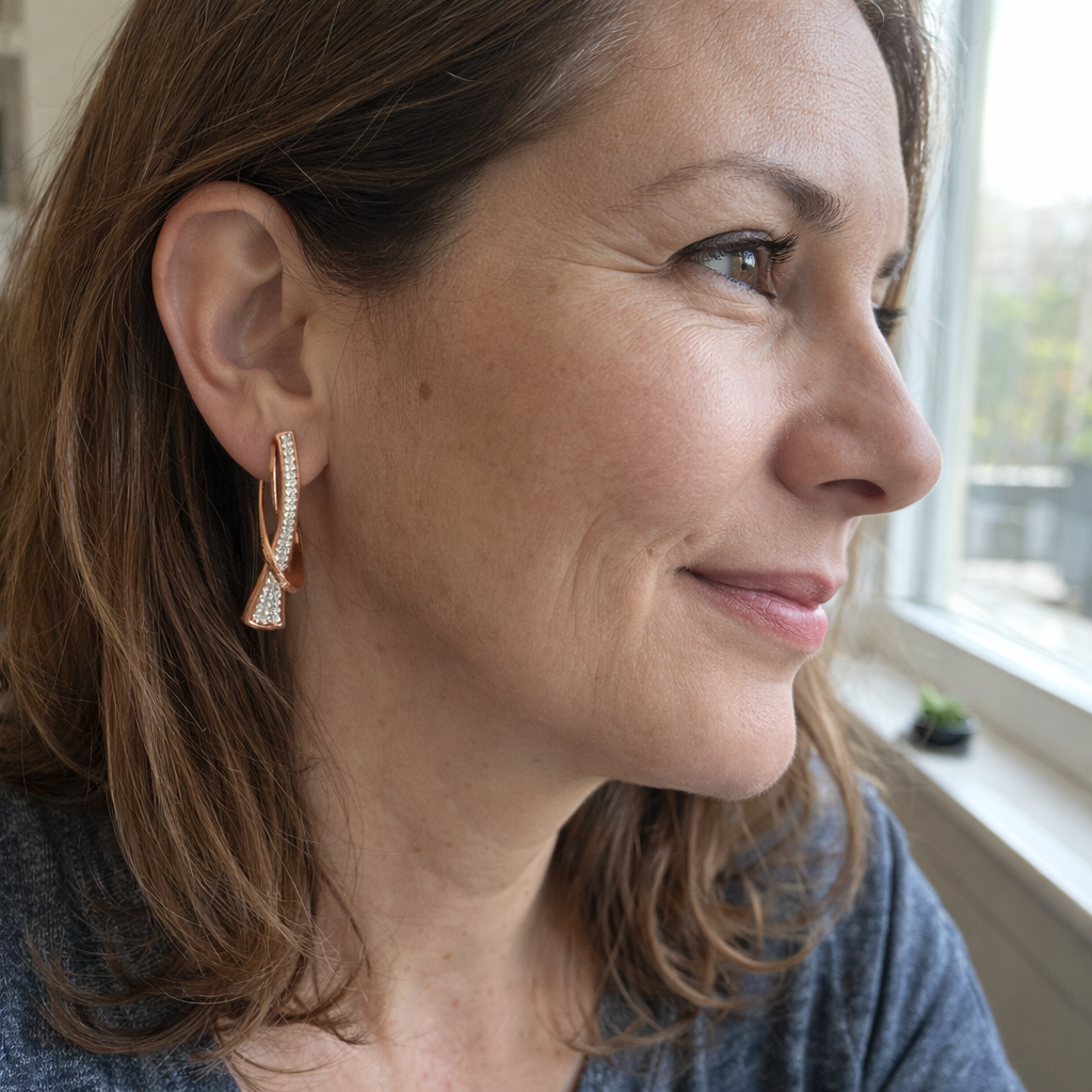 Radiant Layered Crystal Yellow Gold Earrings