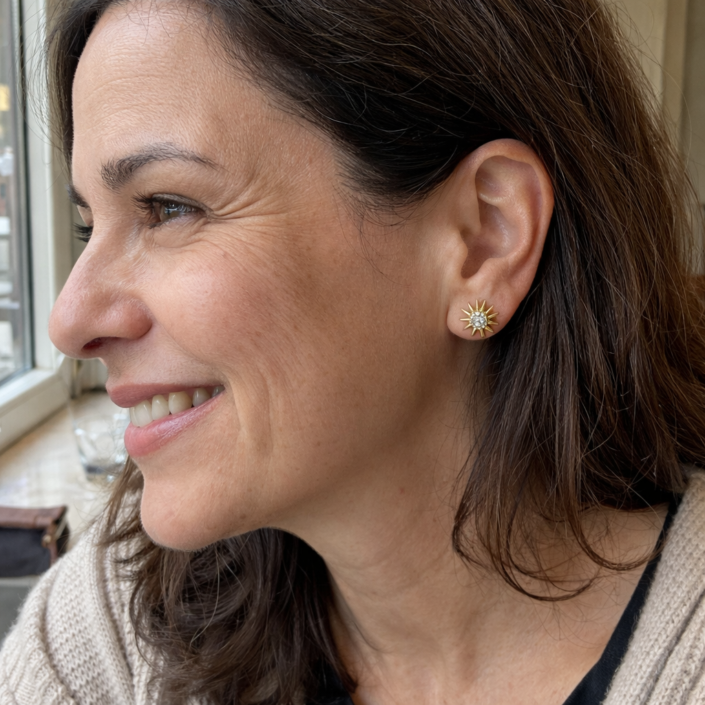 Sunburst Yellow Gold Earrings