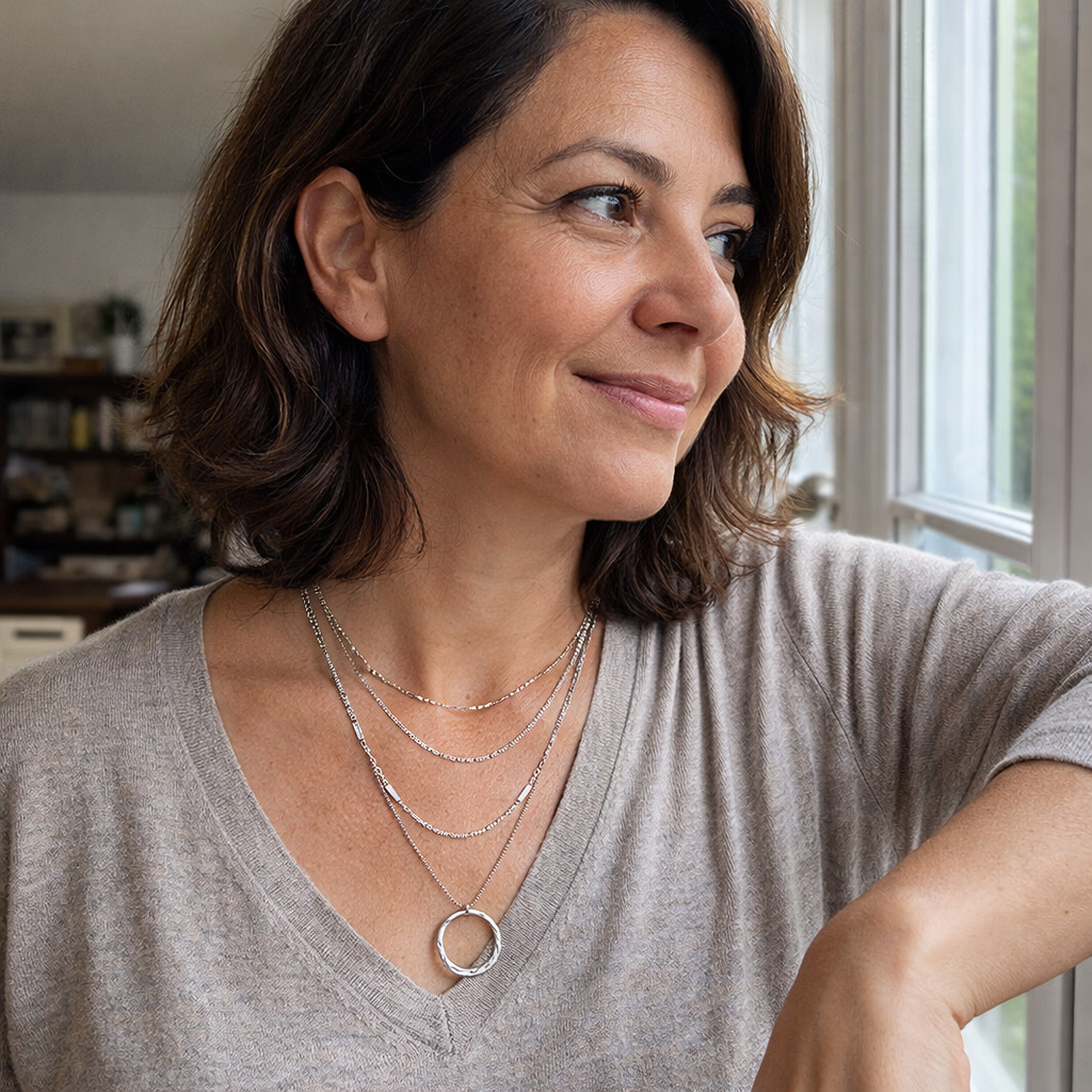 Three Strand Open Circle Necklace