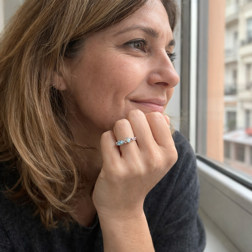 Elegant Blue Opal Yellow Gold Ring