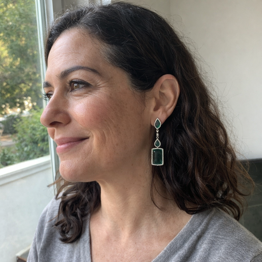 Clarion Verdancia Emerald White Gold Earrings