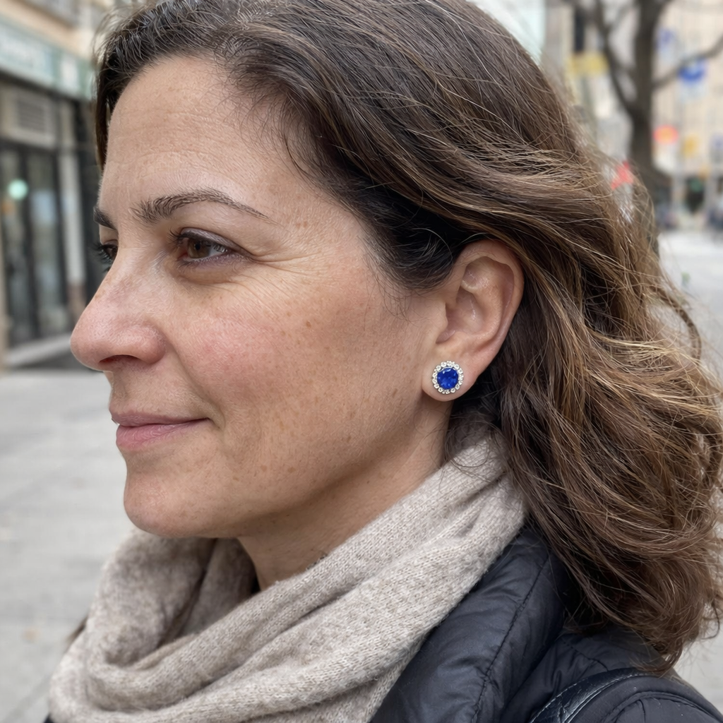 Lucia Celestine Sapphire White Gold Earrings
