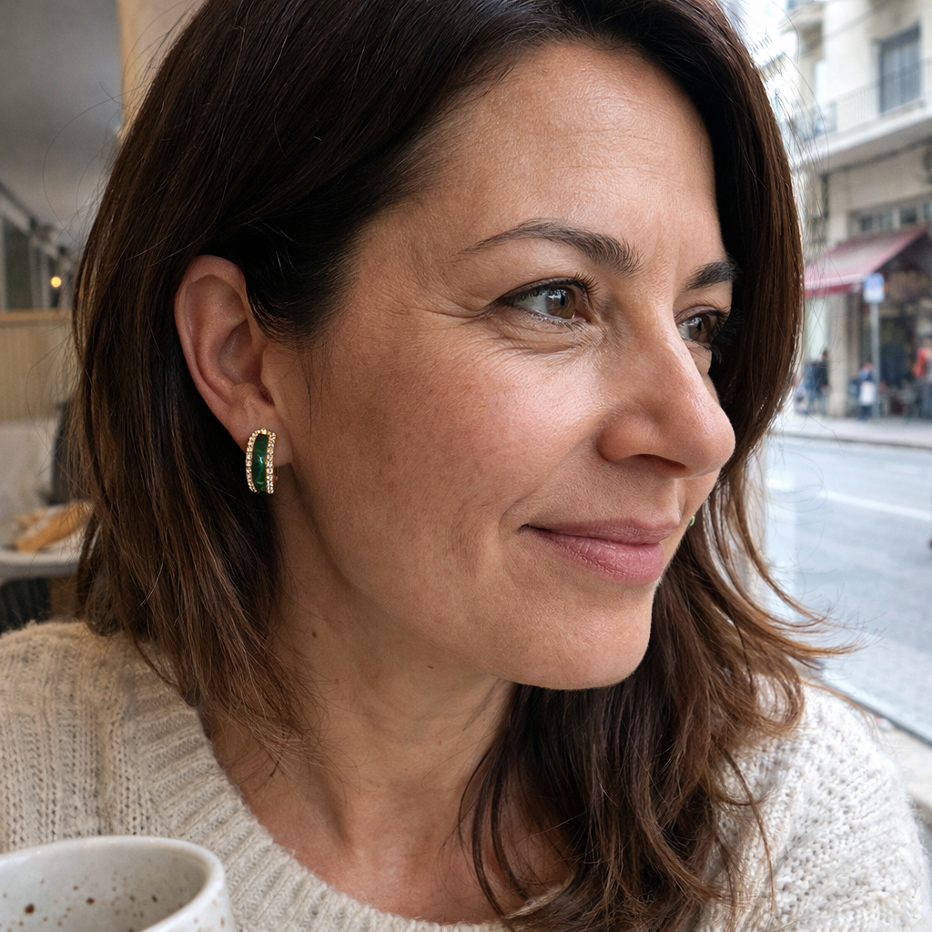 Chloe Feuillage Emerald Yellow Gold Earrings