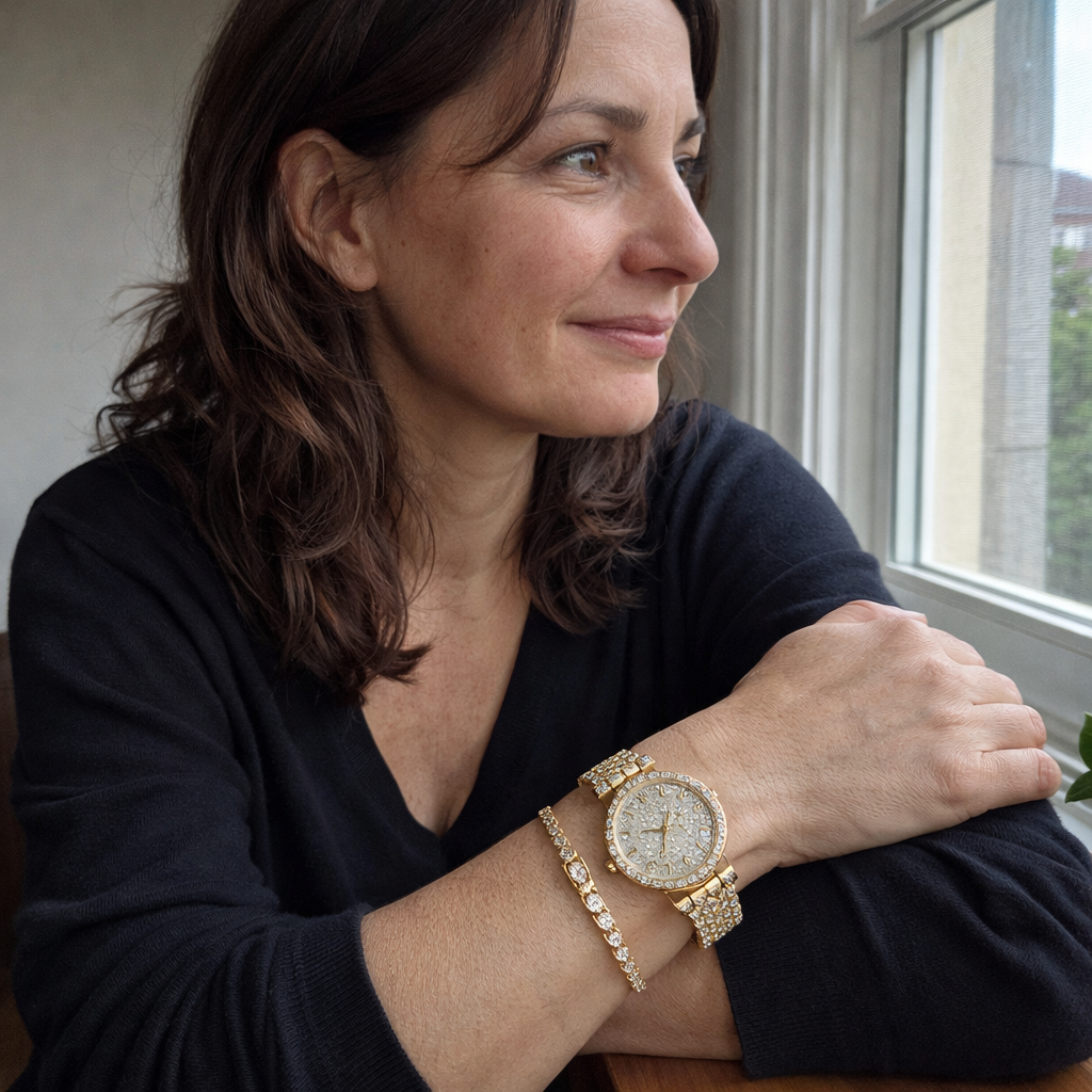 Luxe Radiance Watch and Bracelet Yellow Gold Set