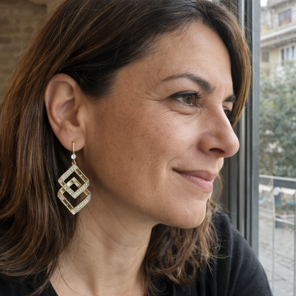 Stella Virelle Layered Yellow Gold Earrings