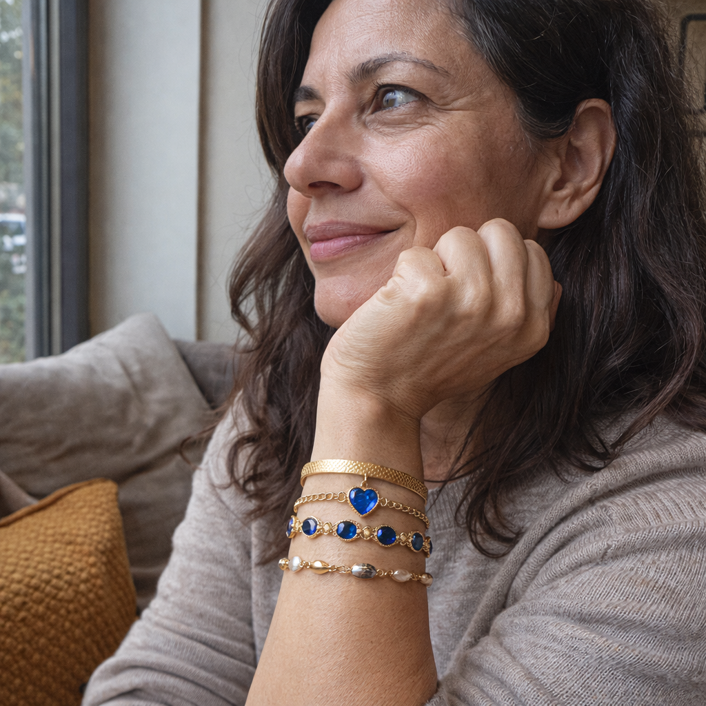 Aveline Northblue Sapphire Yellow Gold Bracelet Set