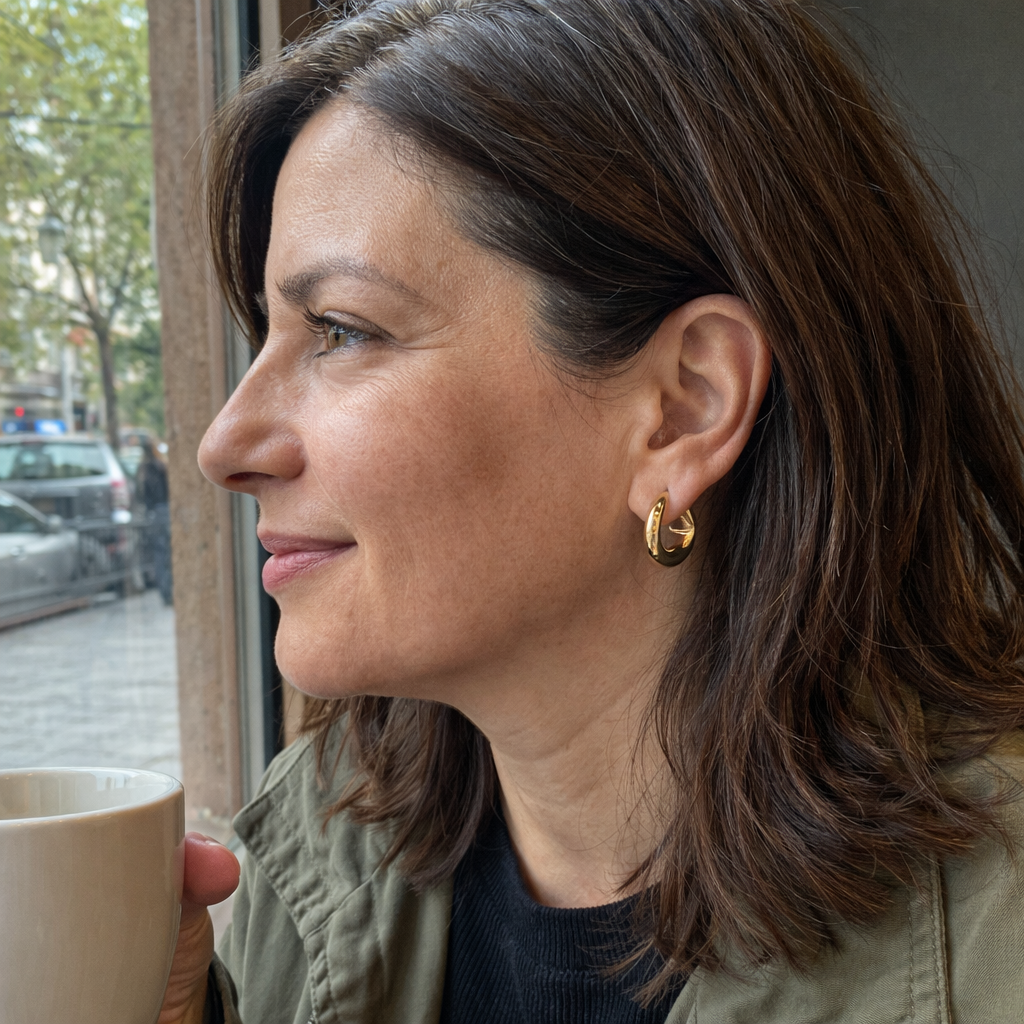 Stardust Hoop Yellow Gold Earrings