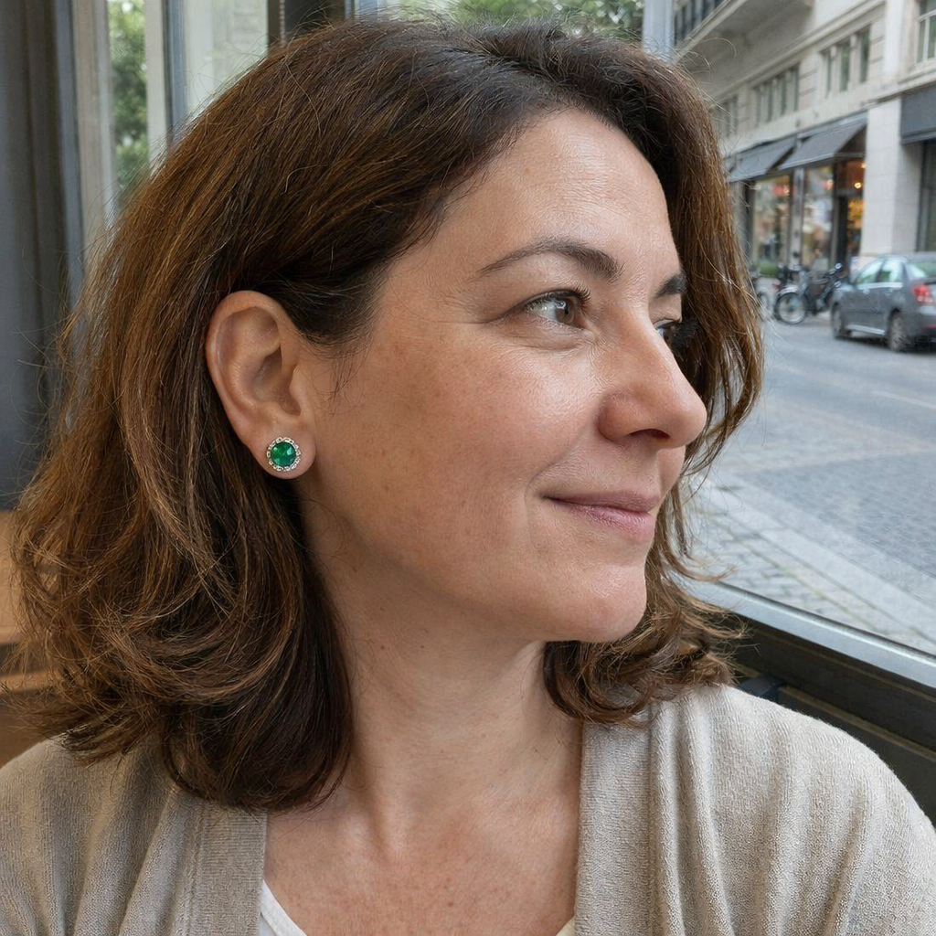 Lucia Verdeal Emerald White Gold Earrings