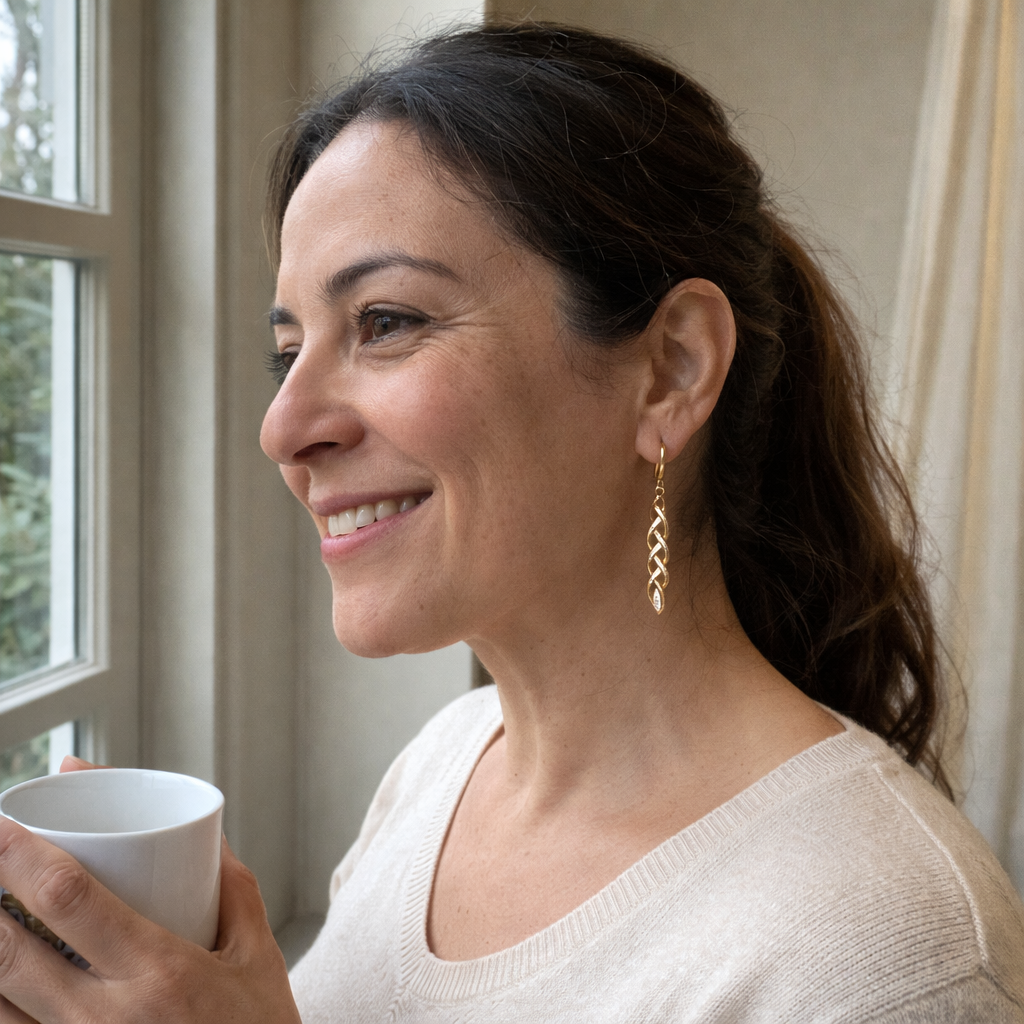 Ava Sparkling Twist Yellow Gold Earrings