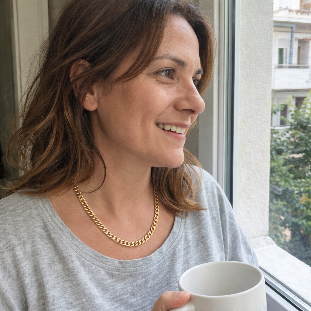 Flat Curb Link Chain Yellow Gold Necklace