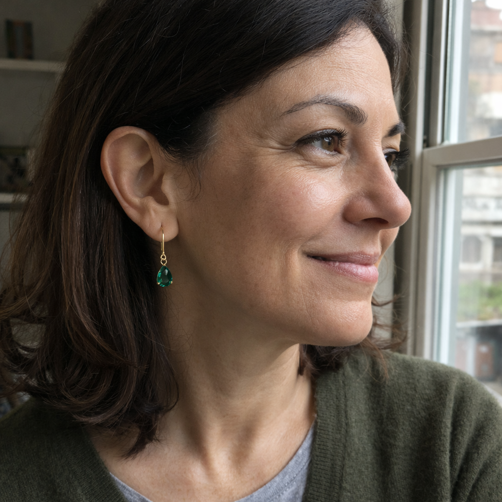 Colette Dufray Emerald Yellow Gold Earrings