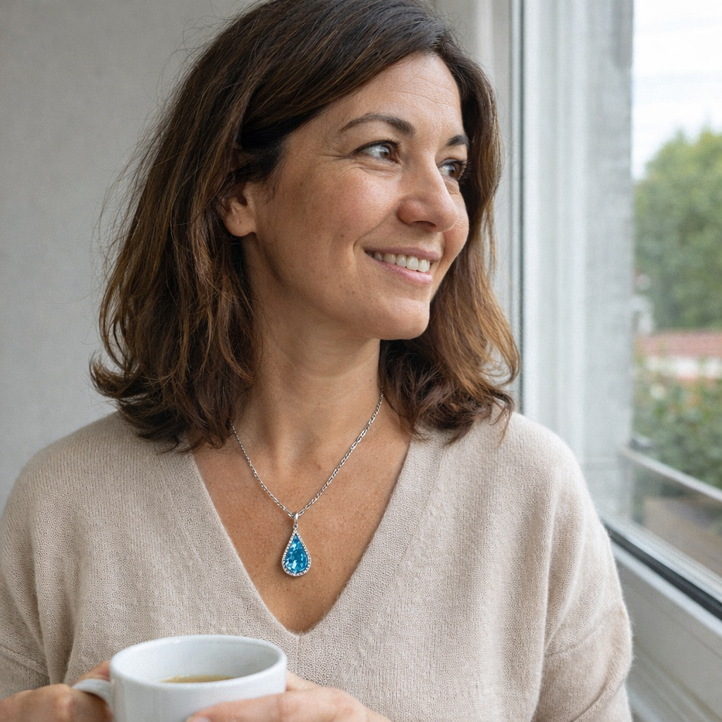 Celestine Vireaux Sapphire White Gold Necklace