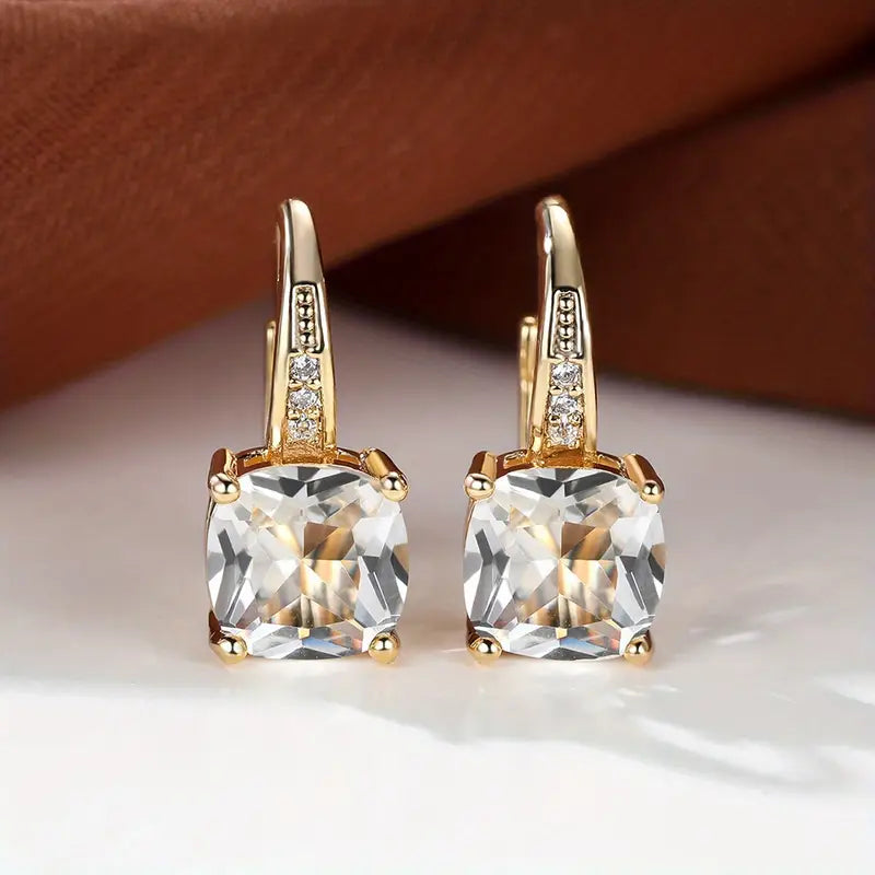 Mystic Stone Hoop Yellow Gold Earrings