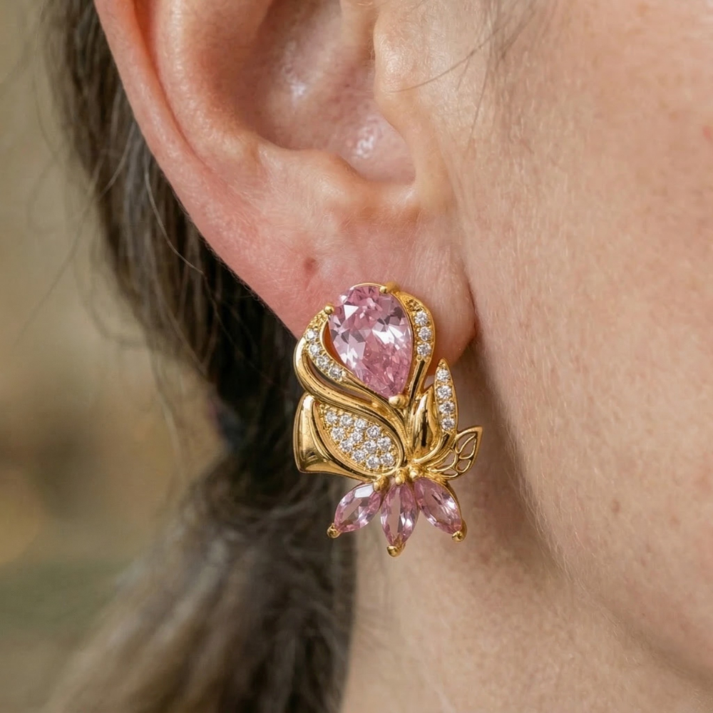 Amorette Pink Petal Earrings