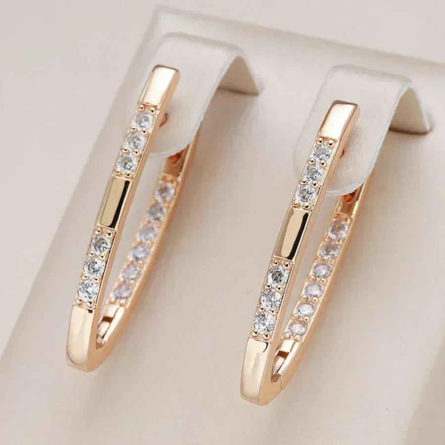 Exquisite Zircon Yellow Gold Earrings