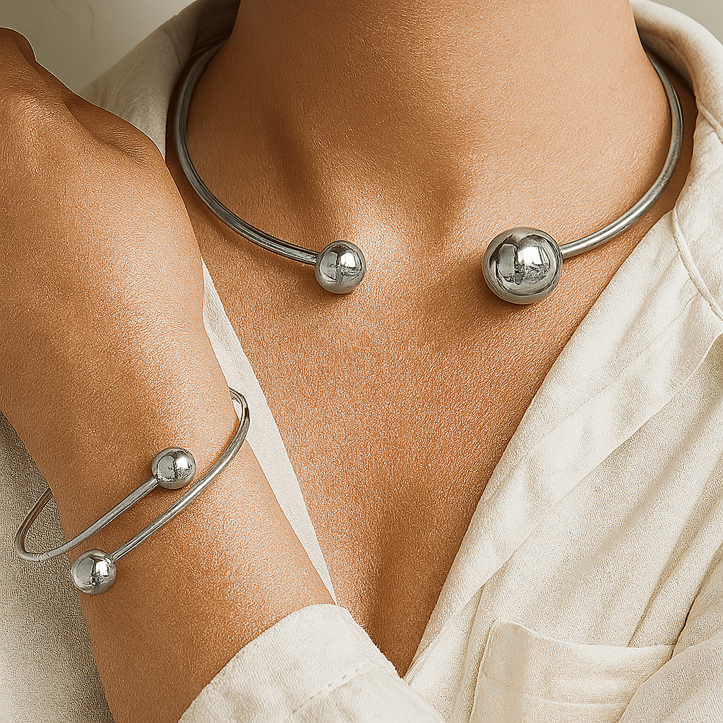 Glow Minimalist Choker and Bracelet Yellow Gold Set