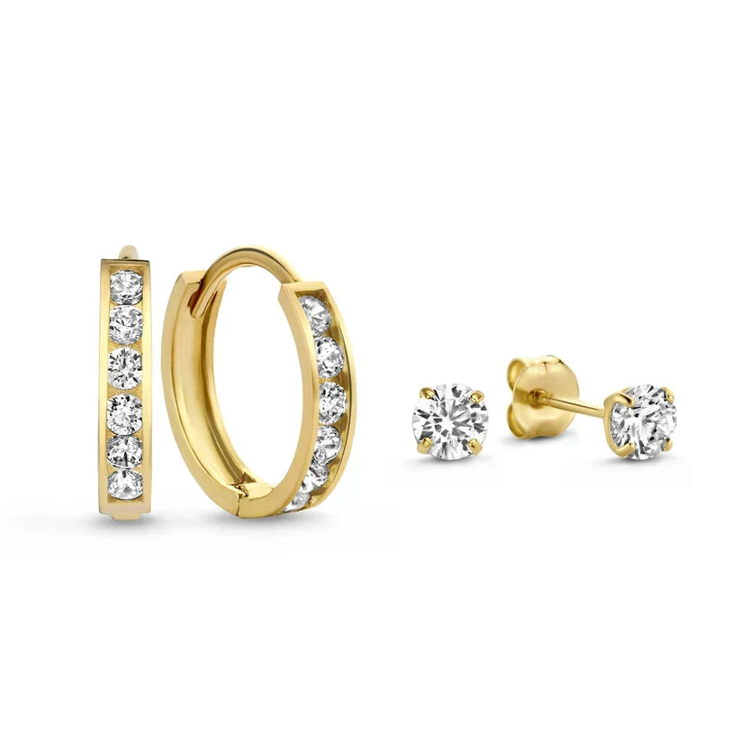 Dara Brillane Gemstone White Gold Earring Set