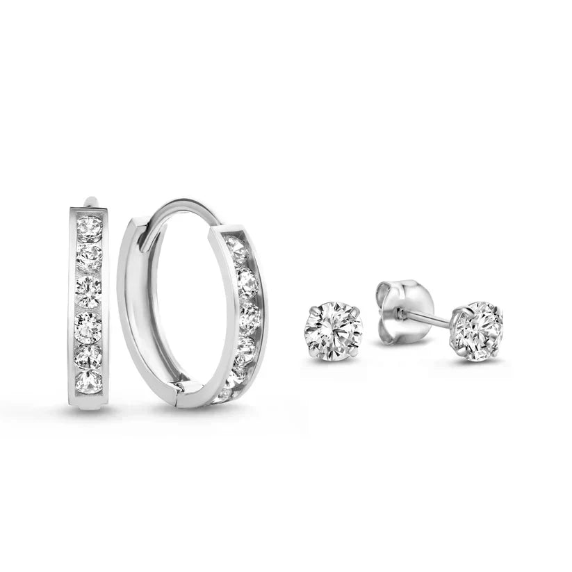 Dara Brillane Gemstone White Gold Earring Set