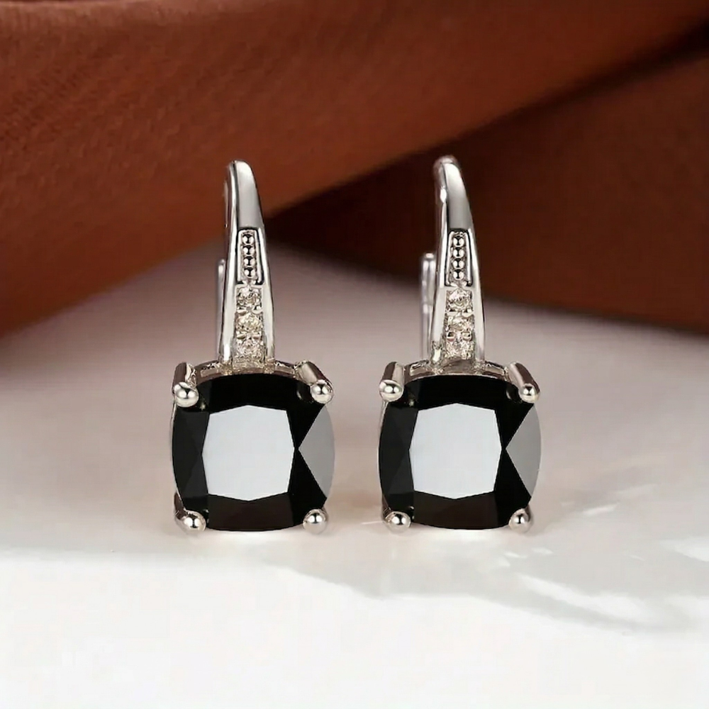 Mystic Stone Hoop Yellow Gold Earrings