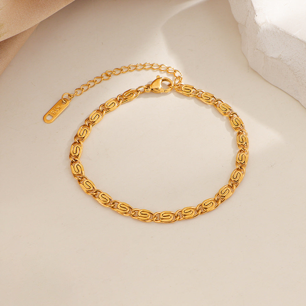Nusa Bracciale Catena Intrecciata Oro bianco