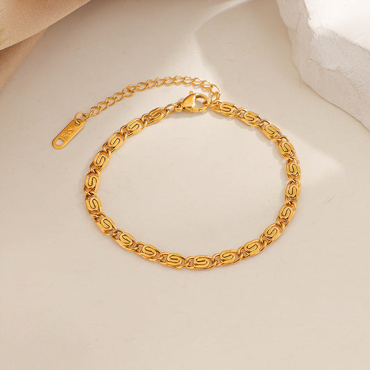 Nusa Bracciale Catena Intrecciata Oro bianco