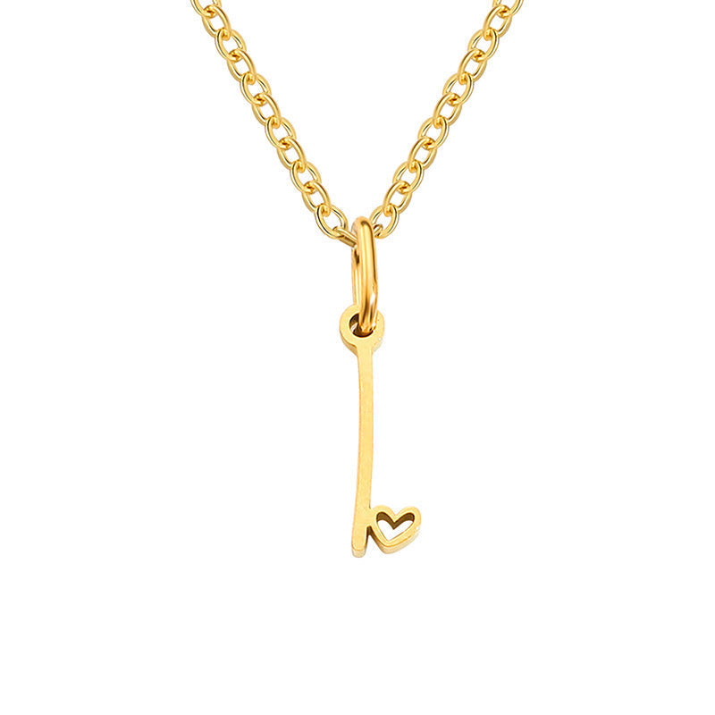 Heart Initial Yellow Gold Necklace