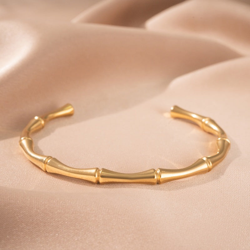 Bracciale Rigido Bambu Oro bianco
