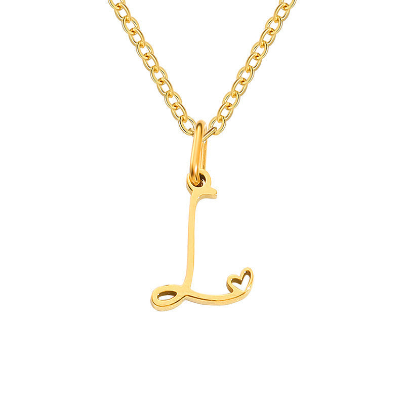 Heart Initial Yellow Gold Necklace