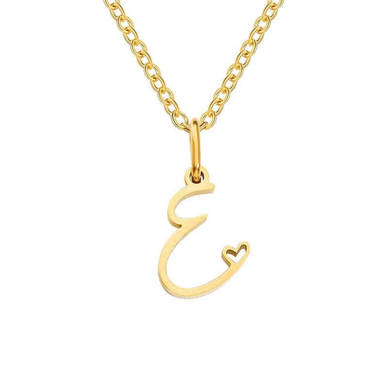 Heart Initial Yellow Gold Necklace