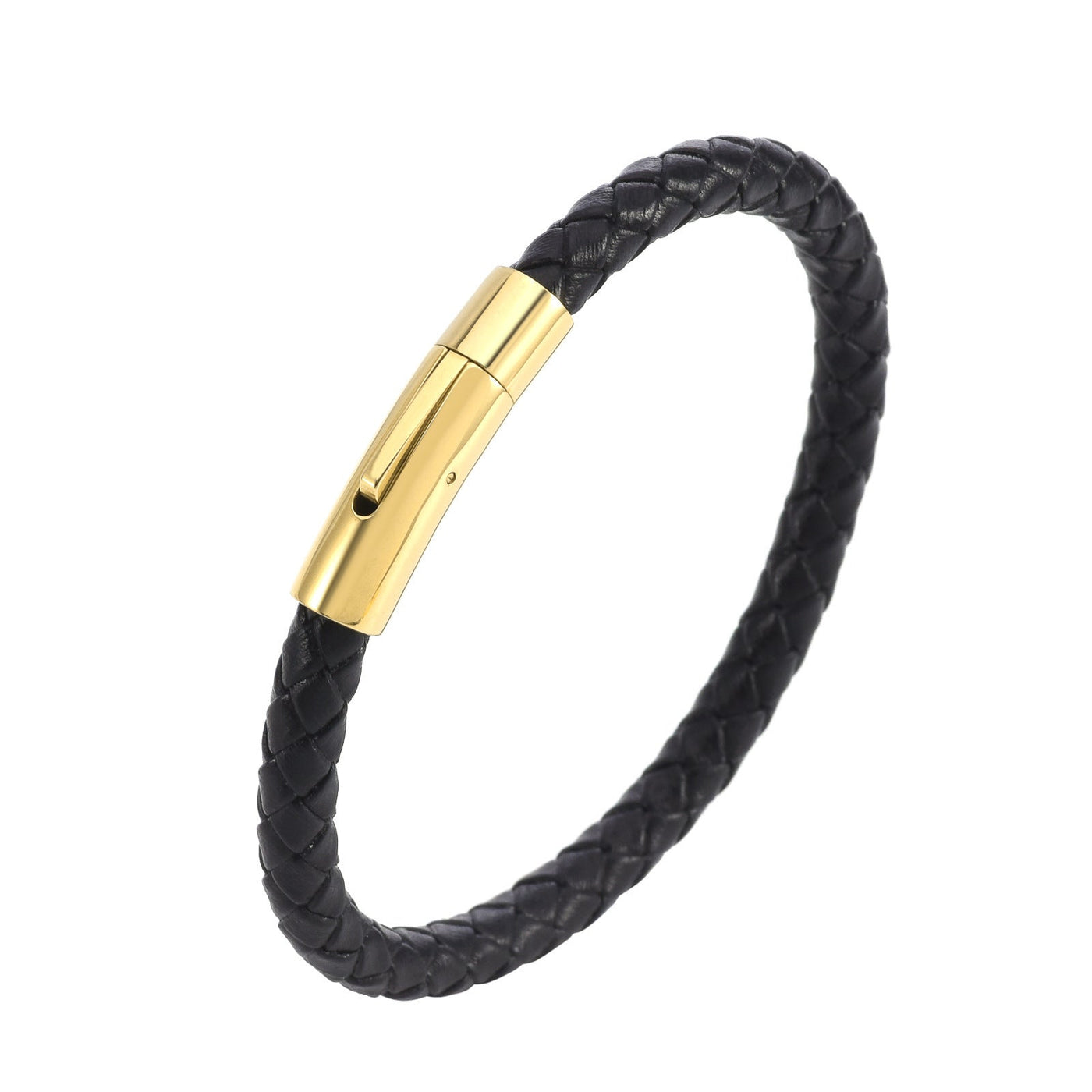 Valor Bracciale Pelle Intrecciata Oro Bianco
