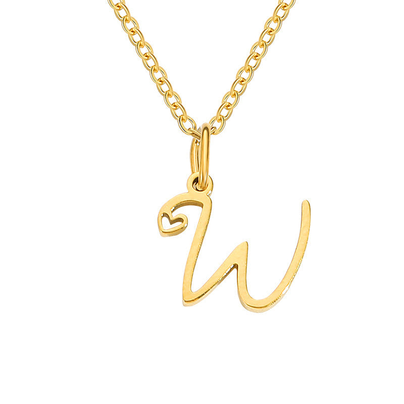 Heart Initial Yellow Gold Necklace